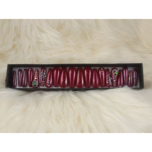 dark fuschia press on nails